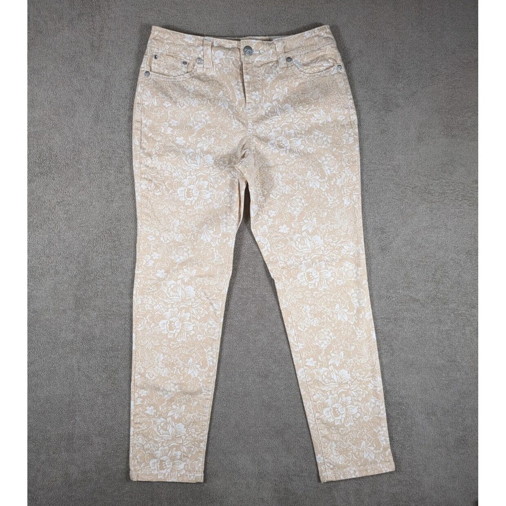Code Blue Ladies Tan Floral Jeans Aimee Ankle Skinny Size 4